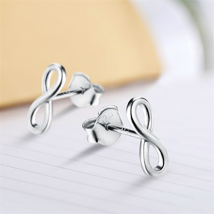 925 Sterling Silver Infinity Stud Earrings