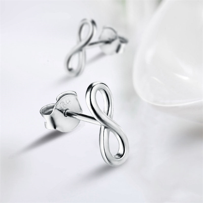 925 Sterling Silver Infinity Stud Earrings