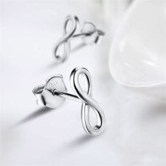 925 Sterling Silver Infinity Stud Earrings