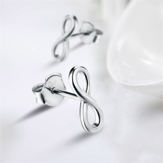 925 Sterling Silver Infinity Stud Earrings