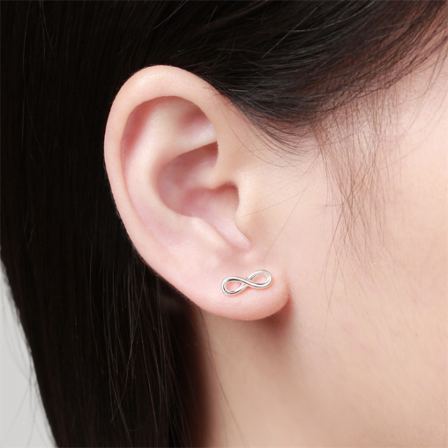 925 Sterling Silver Infinity Stud Earrings