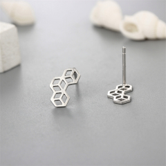 925 Sterling Silver Honeycomb Stud Earrings