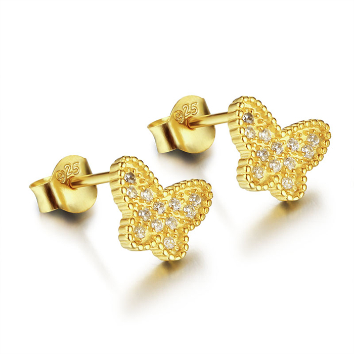 925 Silver Cubic Zirconia Butterfly Stud Earrings