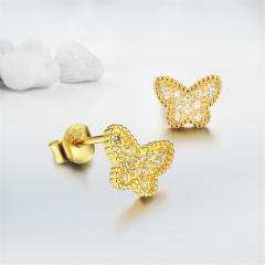 925 Silver Cubic Zirconia Butterfly Stud Earrings