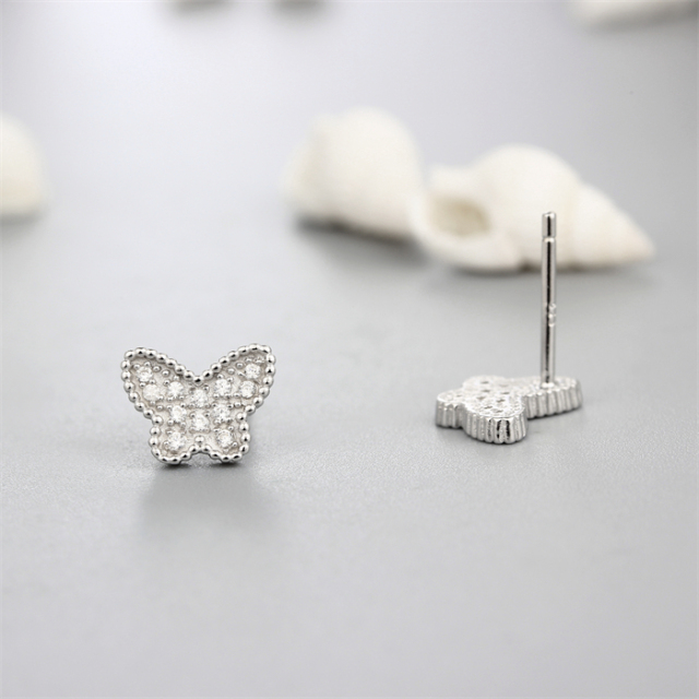 925 Silver Cubic Zirconia Butterfly Stud Earrings
