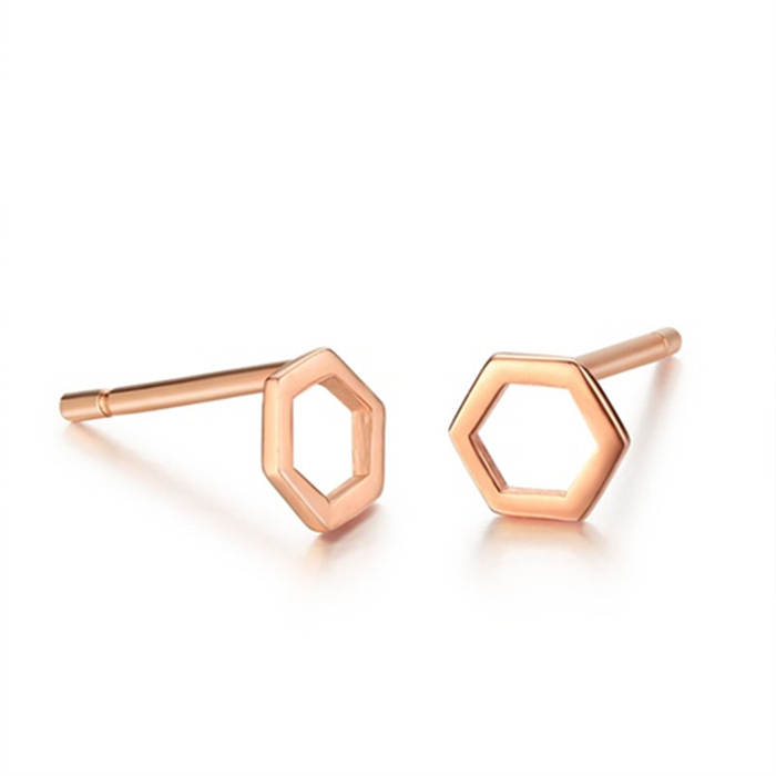 925 Sterling Silver Hexagon Stud Earrings