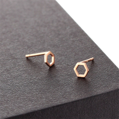 925 Sterling Silver Hexagon Stud Earrings