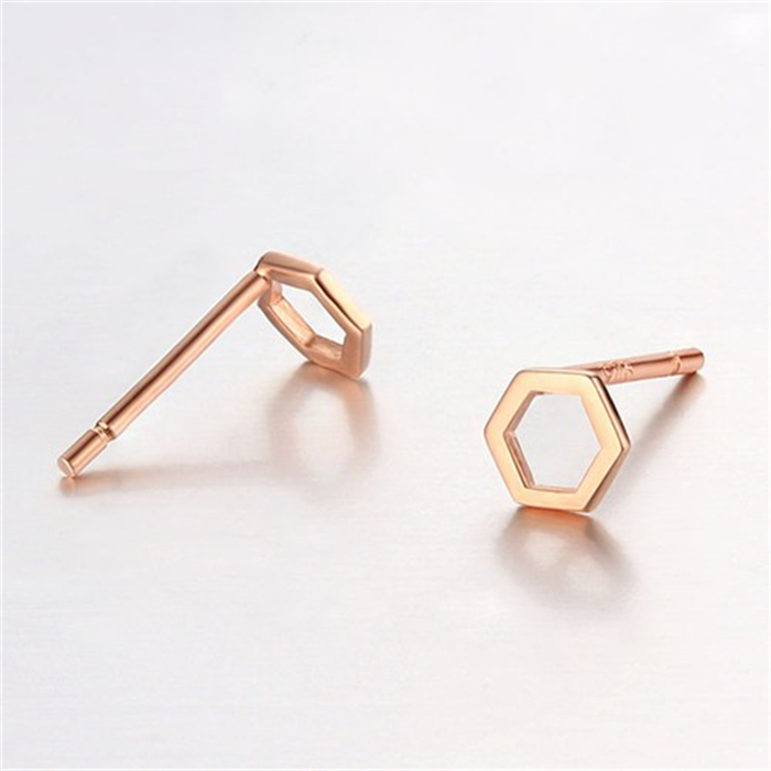 925 Sterling Silver Hexagon Stud Earrings