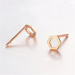 925 Sterling Silver Hexagon Stud Earrings