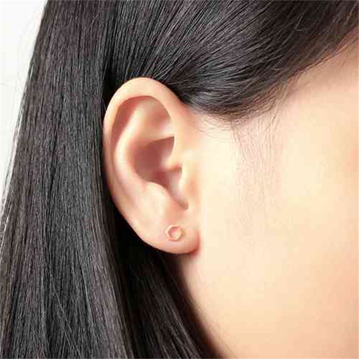 925 Sterling Silver Hexagon Stud Earrings
