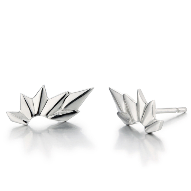 925 Sterling Silver Unique Wing-Shape Stud Earrings