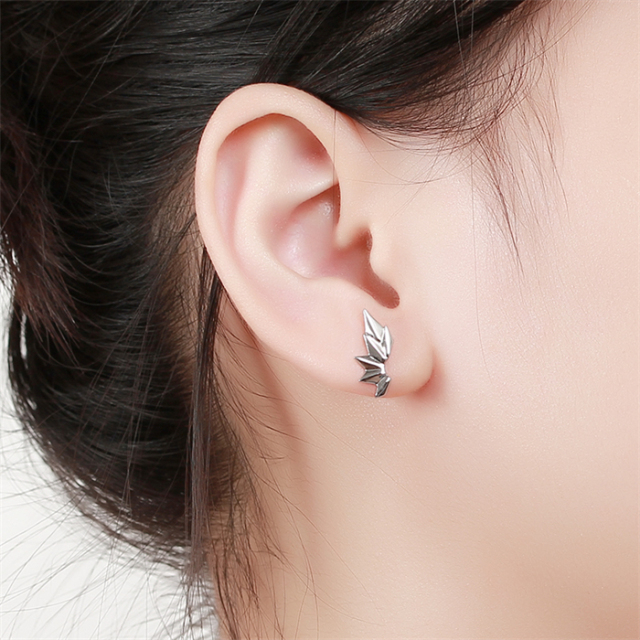 925 Sterling Silver Unique Wing-Shape Stud Earrings