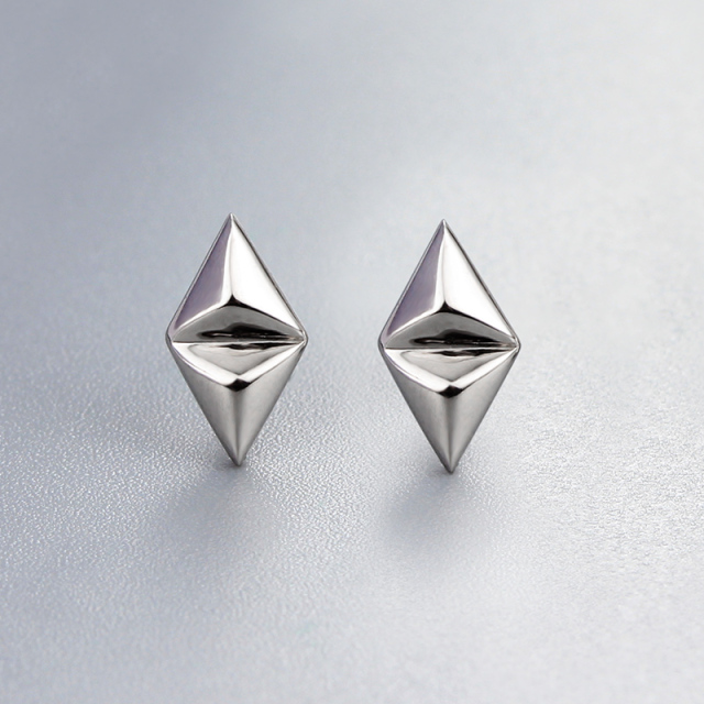 925 Sterling Silver Diamond Shape Stud Earrings