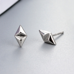 925 Sterling Silver Diamond Shape Stud Earrings