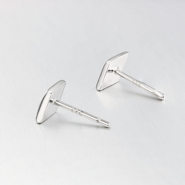 925 Sterling Silver Diamond Shape Stud Earrings