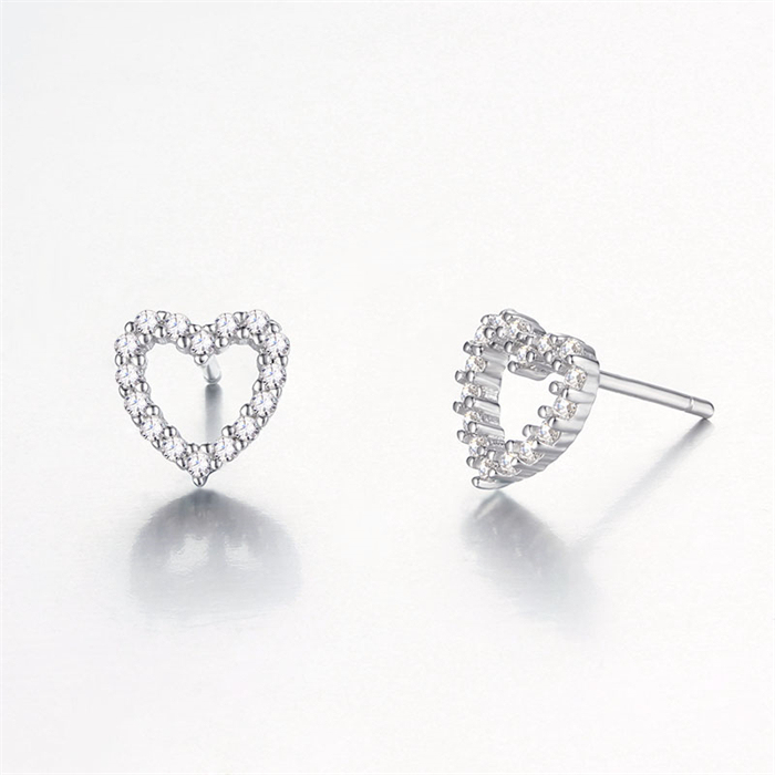 925 Sterling Silver Heart Stud Earrings