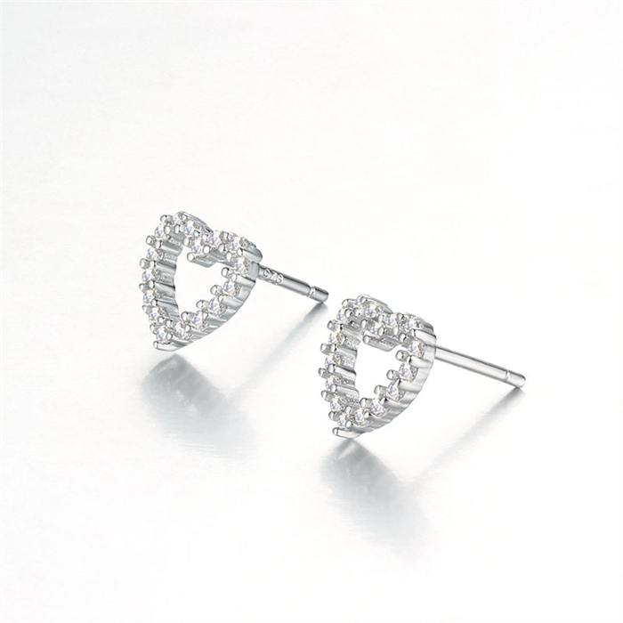 925 Sterling Silver Heart Stud Earrings