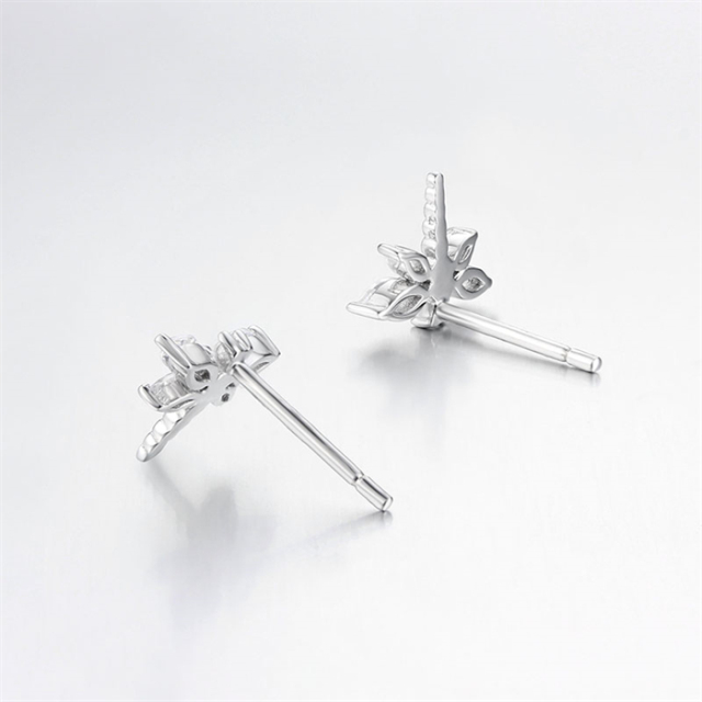925 Sterling Silver Cubic Zirconia Dragonfly Stud Earrings