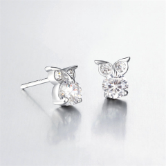 925 Sterling Silver CZ Owl Stud Earrings