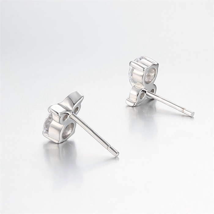 925 Sterling Silver CZ Owl Stud Earrings