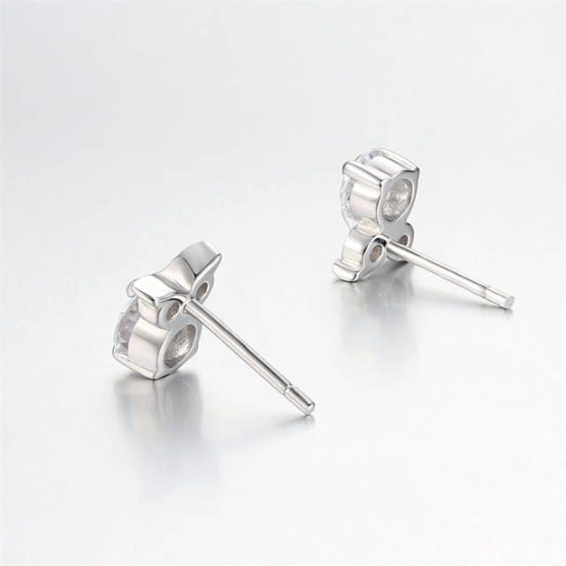925 Sterling Silver CZ Owl Stud Earrings