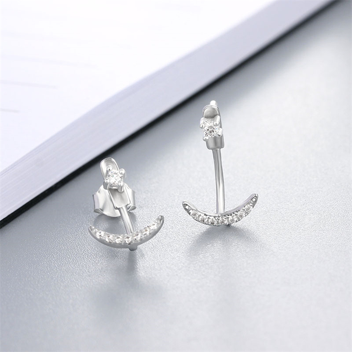 925 Silver CZ Anchor Back Drop Earrings Jewelry