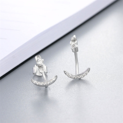 925 Silver CZ Anchor Back Drop Earrings Jewelry