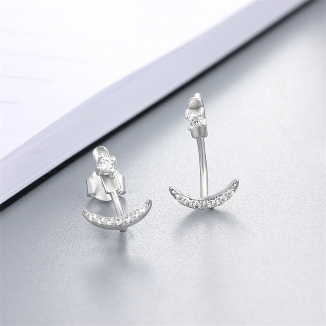925 Silver CZ Anchor Back Drop Earrings Jewelry