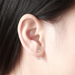 925 Silver CZ Anchor Back Drop Earrings Jewelry