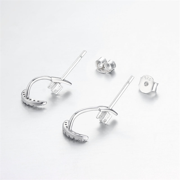 925 Silver CZ Anchor Back Drop Earrings Jewelry