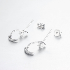 925 Silver CZ Anchor Back Drop Earrings Jewelry