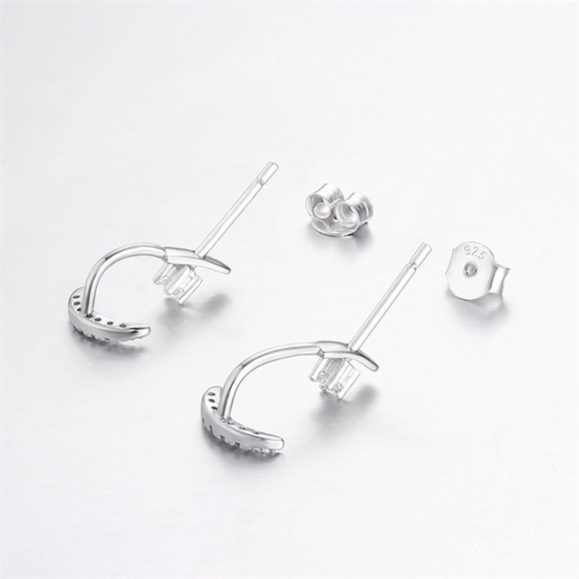 925 Silver CZ Anchor Back Drop Earrings Jewelry