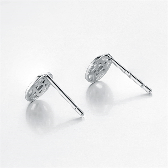 925 Sterling Silver Round Star Stud Earrings