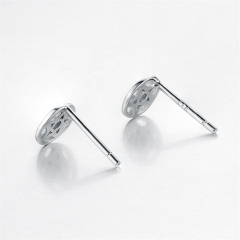 925 Sterling Silver Round Star Stud Earrings