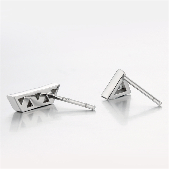 925 Sterling Silver Triangle And Trapezoid Cubic Zirconia Stud Earrings