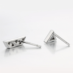 925 Sterling Silver Triangle And Trapezoid Cubic Zirconia Stud Earrings