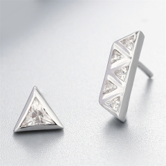 925 Sterling Silver Triangle And Trapezoid Cubic Zirconia Stud Earrings