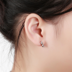 925 Sterling Silver Triangle And Trapezoid Cubic Zirconia Stud Earrings