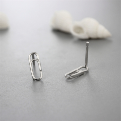 925 Sterling Silver Paperclip Stud Earrings