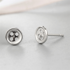 925 Sterling Silver Round Button Stud Earrings