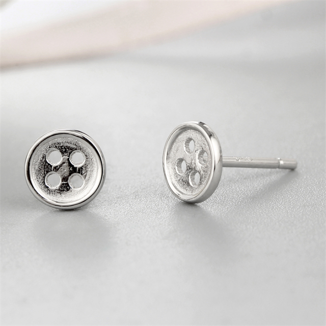 925 Sterling Silver Round Button Stud Earrings