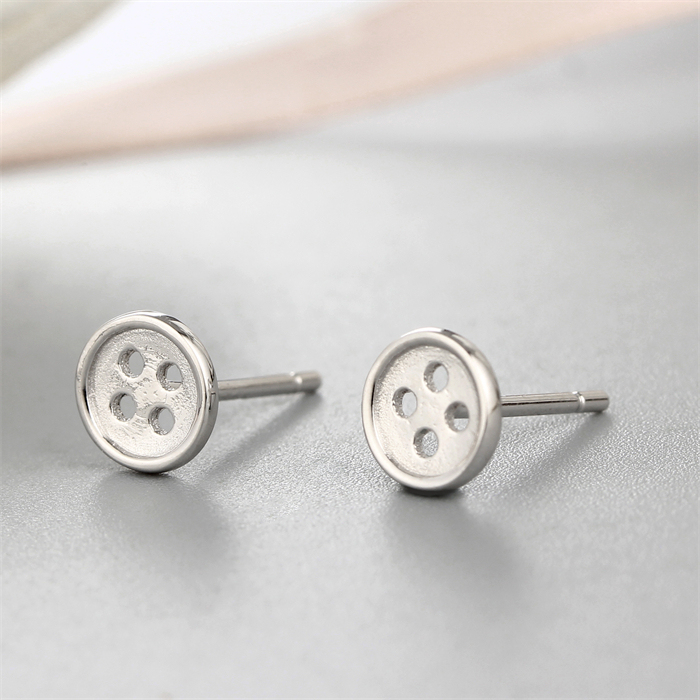 925 Sterling Silver Round Button Stud Earrings