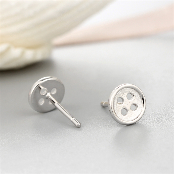 925 Sterling Silver Round Button Stud Earrings