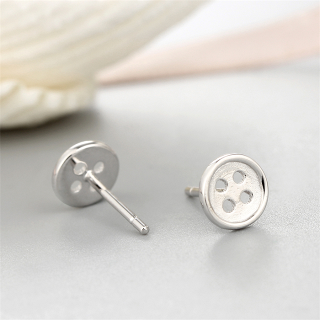 925 Sterling Silver Round Button Stud Earrings