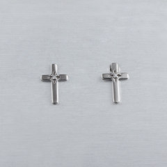 925 Sterling Silver CZ Cross Stud Earrings