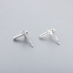 925 Sterling Silver CZ Cross Stud Earrings