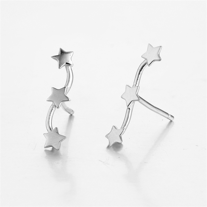 925 Sterling Silver Star String Stud Earrings