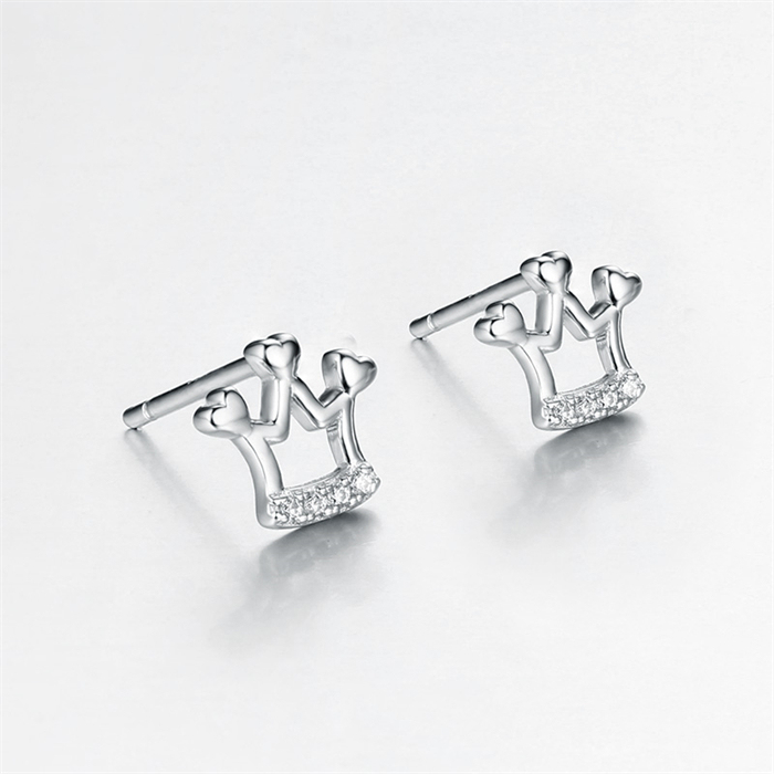 925 Sterling Silver Heart CZ Stud Earrings