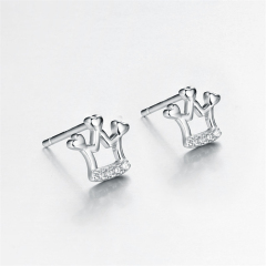 925 Sterling Silver Heart CZ Stud Earrings