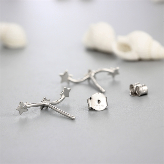 925 Sterling Silver Star String Stud Earrings
